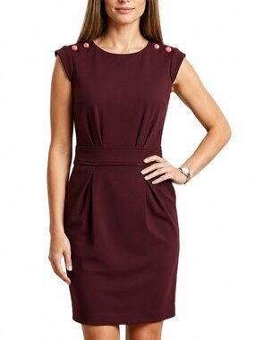 MEDIUM sleeveless dress w/ button adornment & zip close.  Glam Dressy Classy